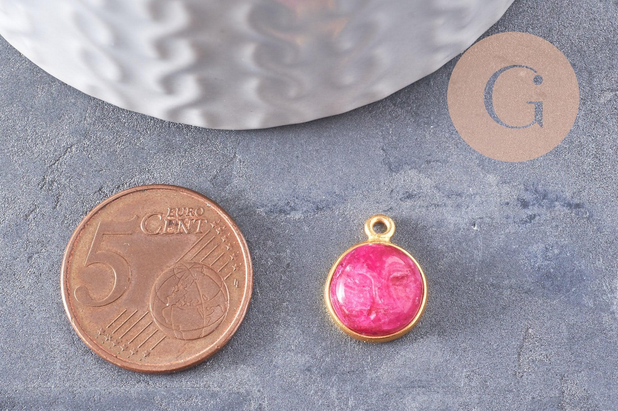 Gingerlily Pendentifs visage lune rubis G9878 19mm doré