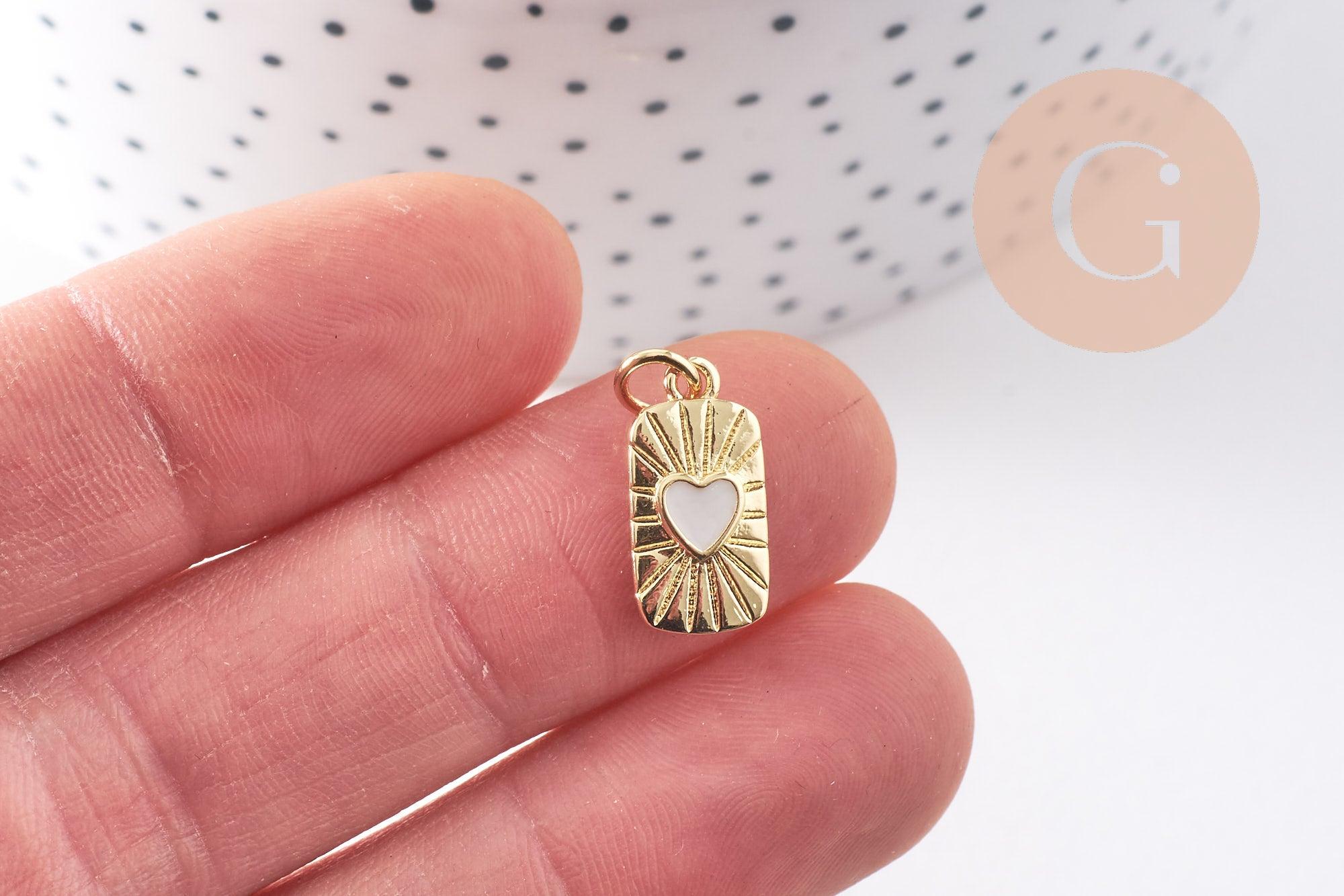 Gingerlily Pendentifs Cœur Nacre Laiton Doré 16.5mm x1