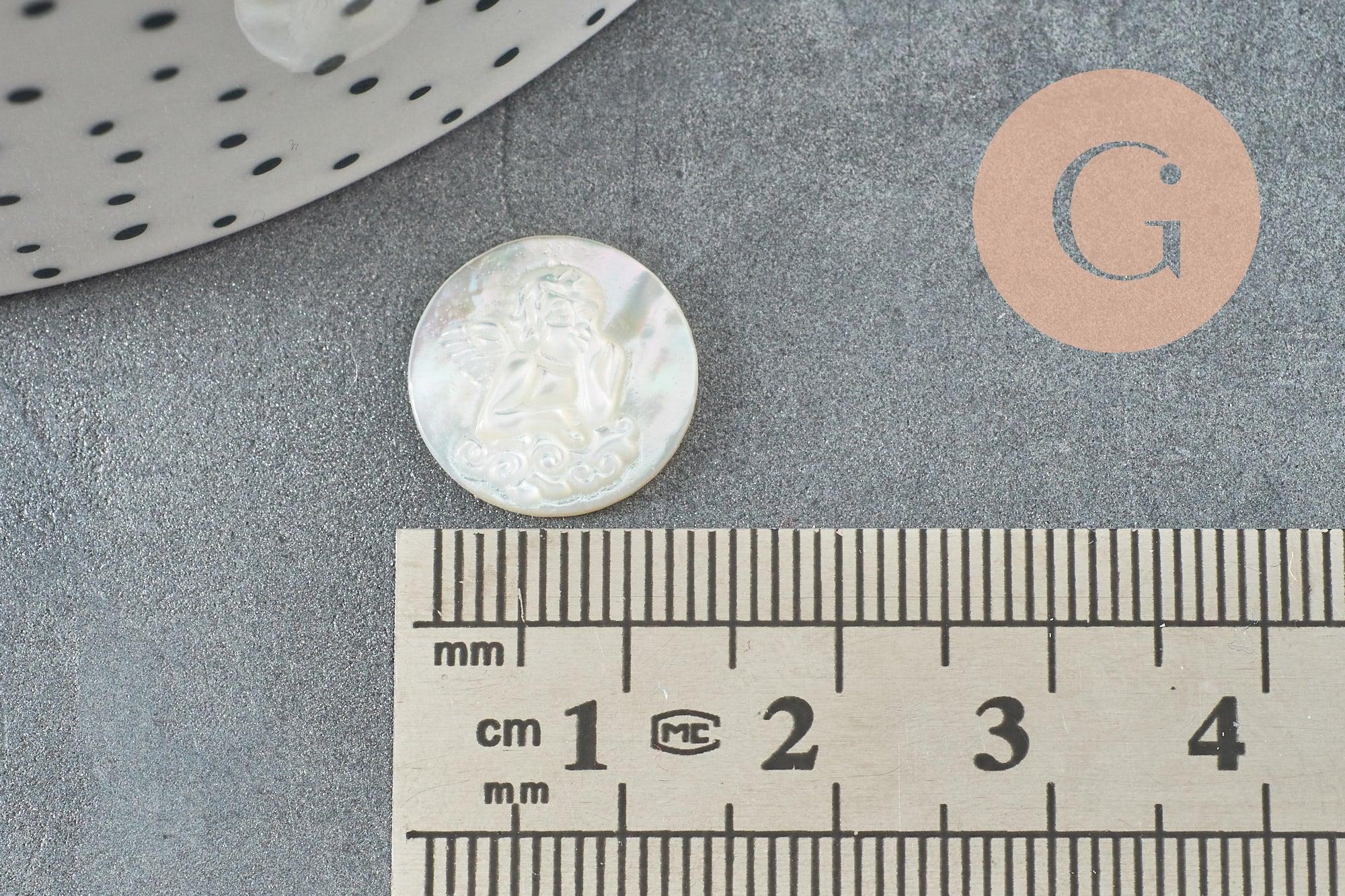 Gingerlily Pierres G9626 cabochon ange nacre blanche 14mm
