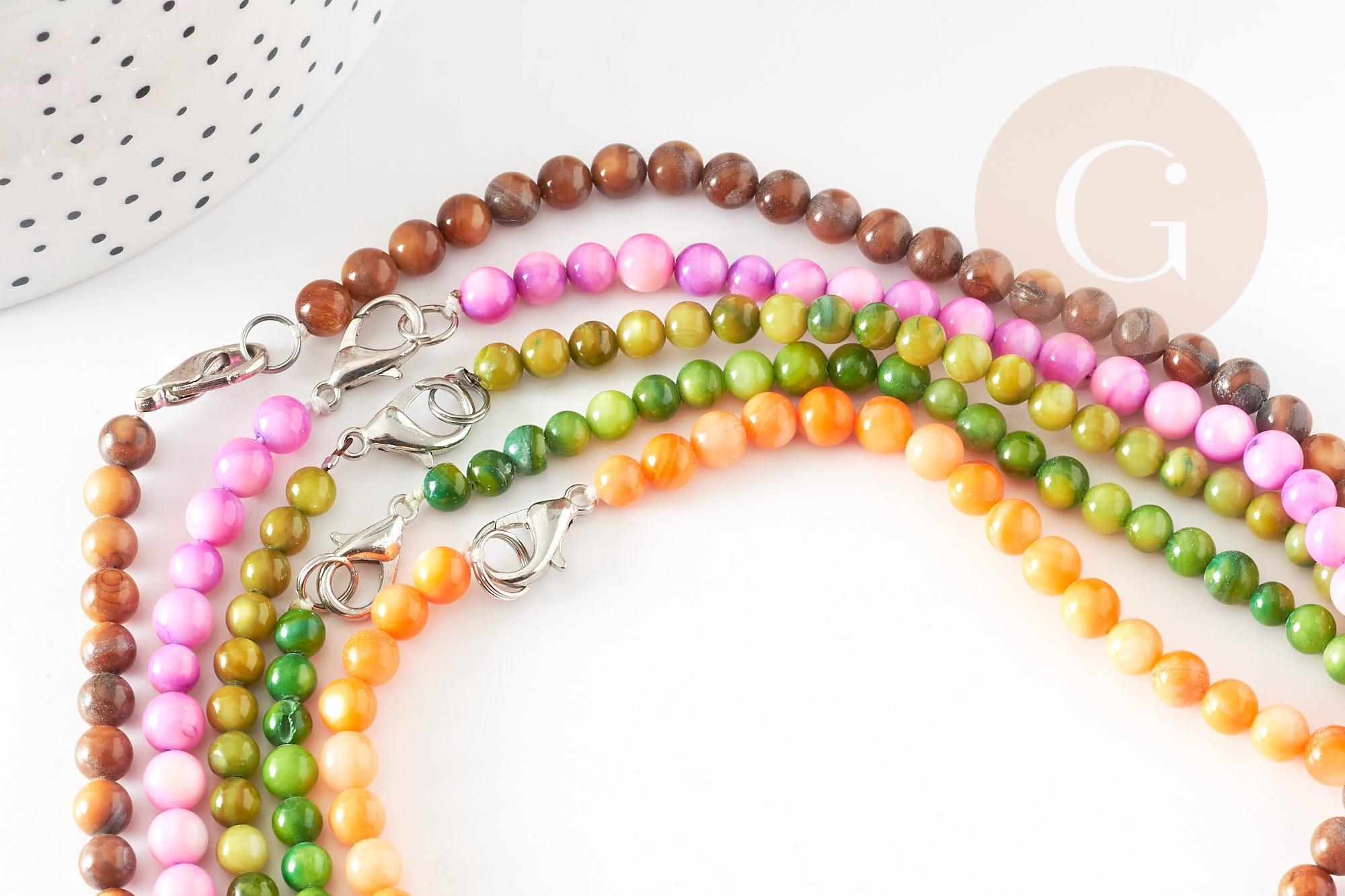 Gingerlily Collier nacre naturelle teintée 42cm perles 6mm style 1