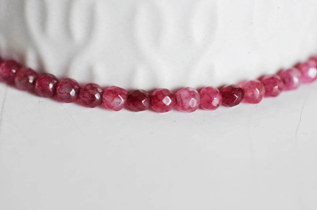 Gingerlily perles agate G07 pierre rouge magenta 4mm fil
