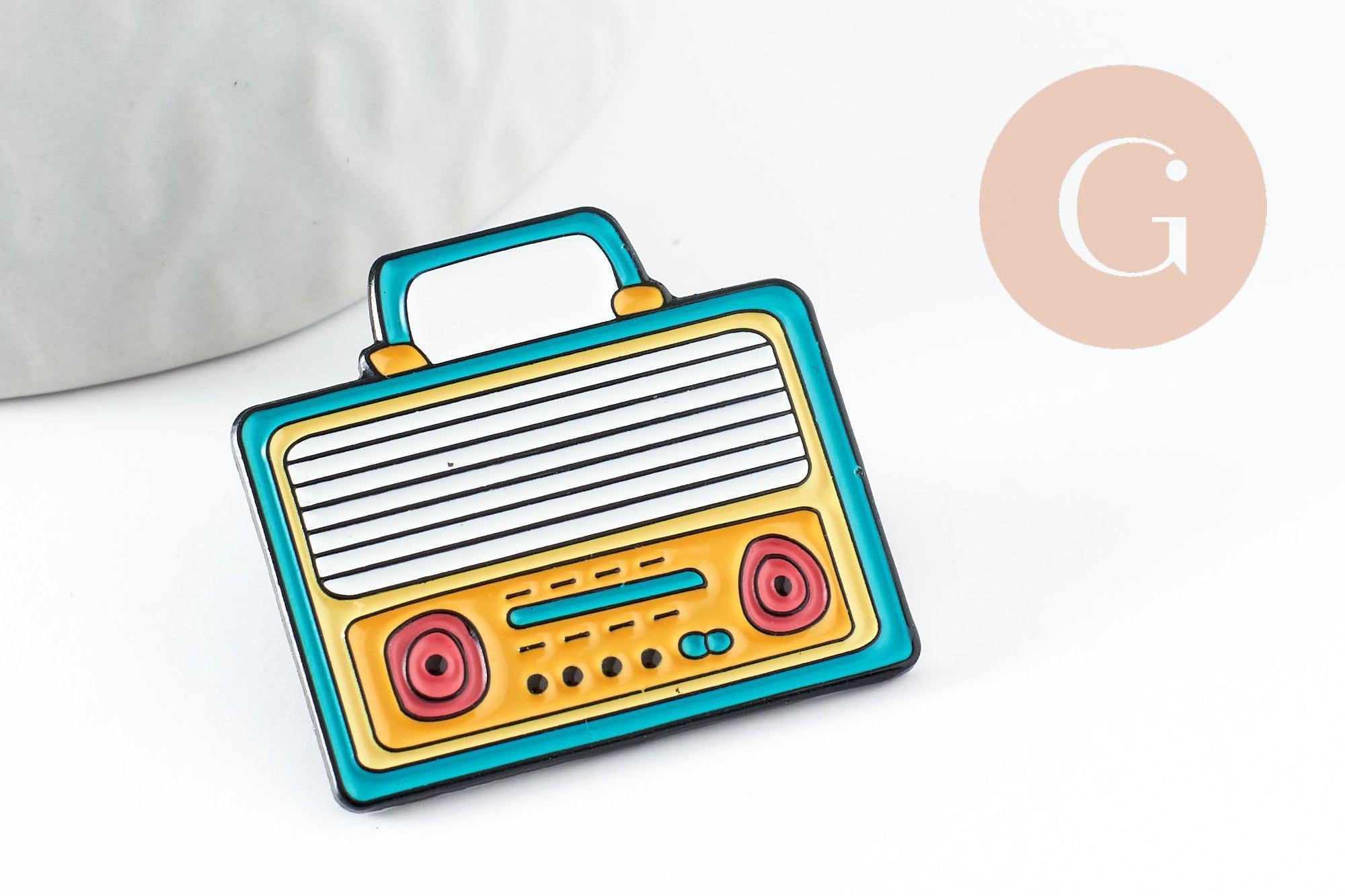 Gingerlily Broche pin's radio émaillé 30,5mm x1