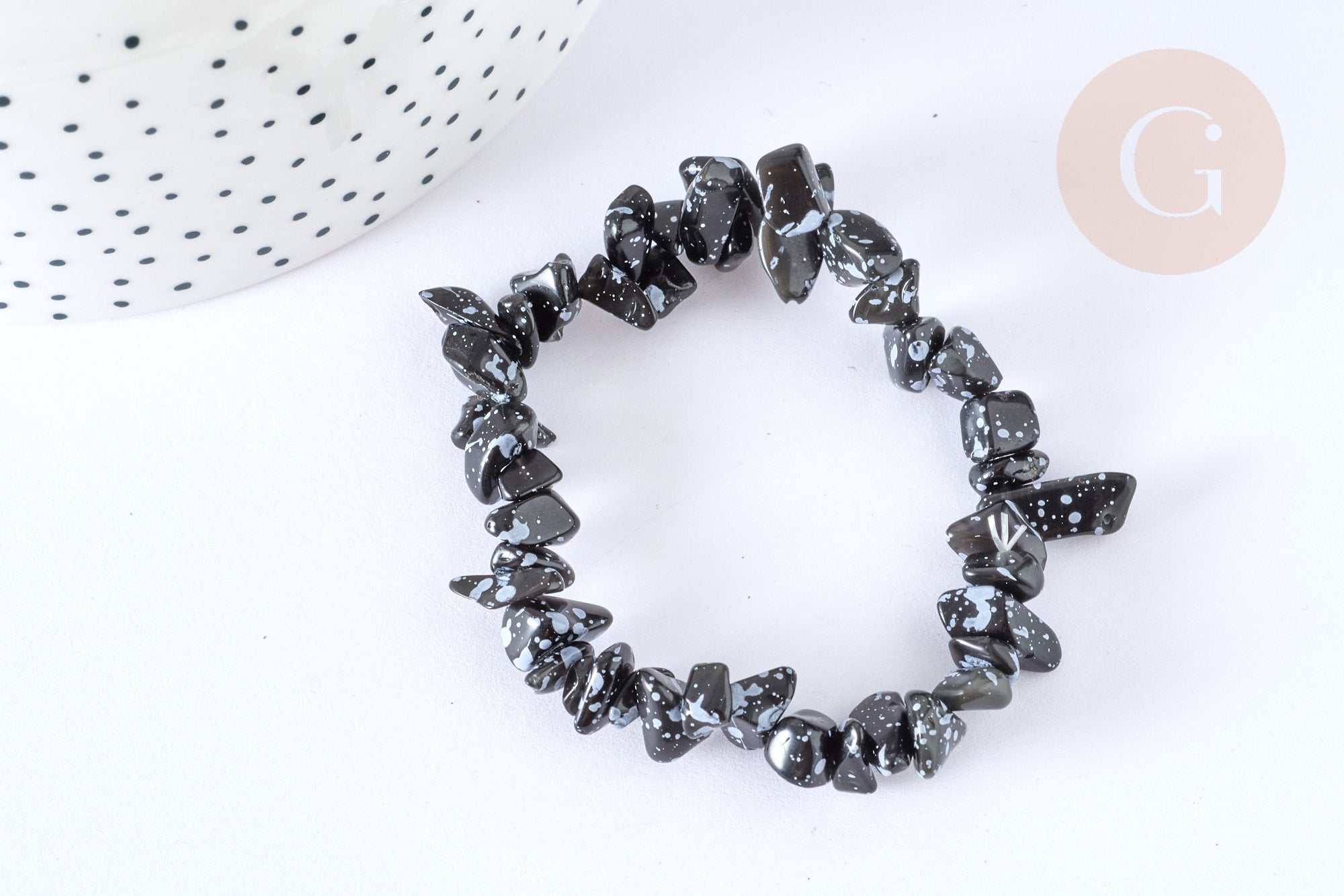 Gingerlily Bracelet élastique obsidienne naturelle 50mm x1 protection