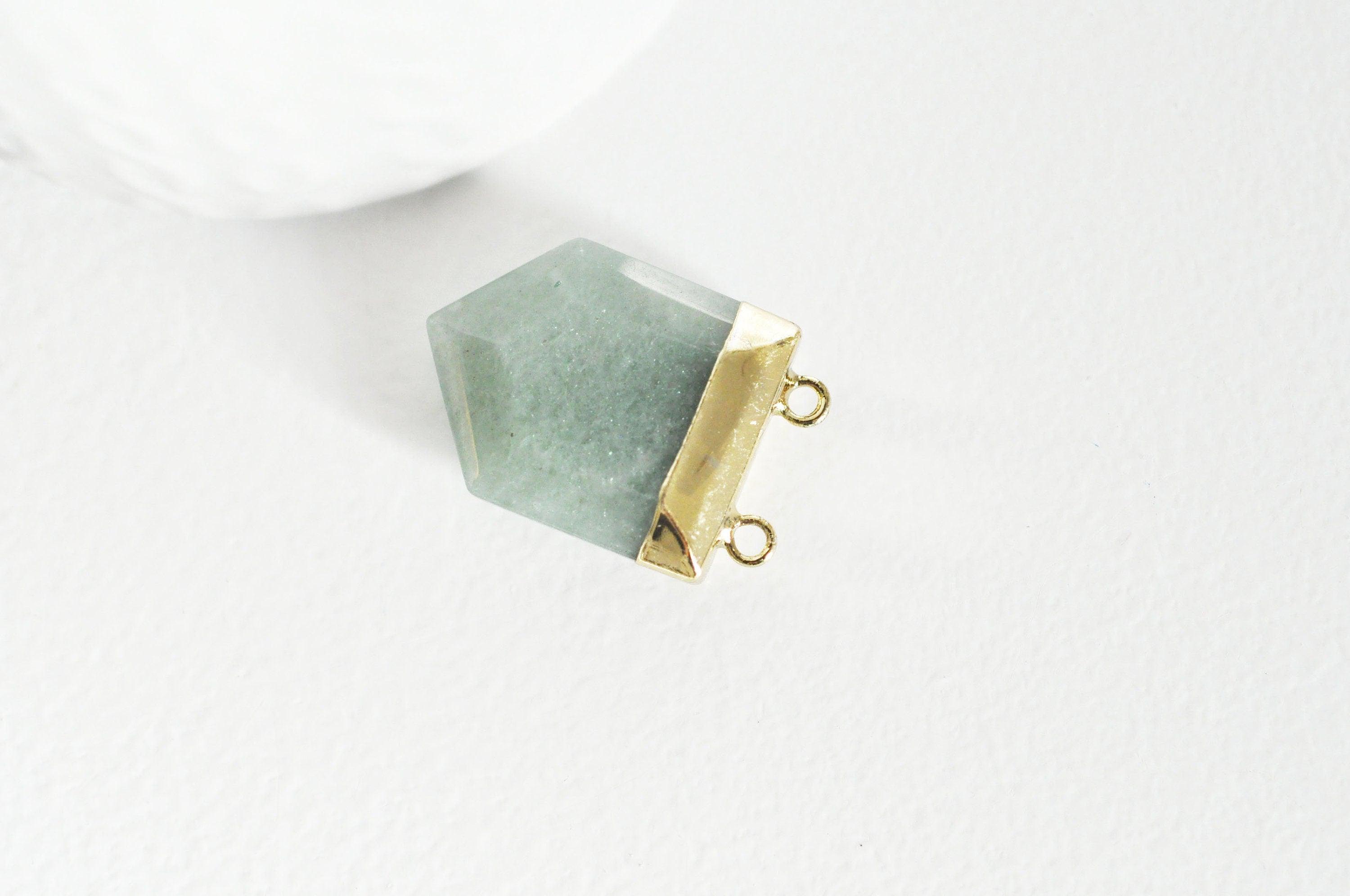 Gingerlily Pendentifs Pendentif aventurine hexagone doré 28mm G2983