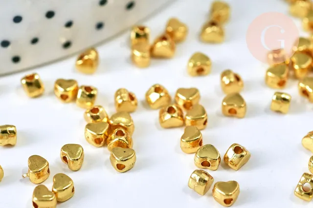 Gingerlily Perles G5577 perle cœur dorée facettée x50