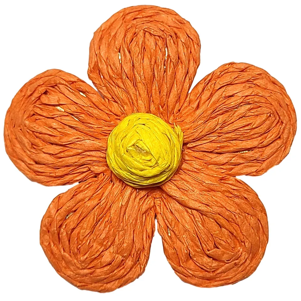 ARTSHOP Flower Power fleur marguerite raphia orange #3