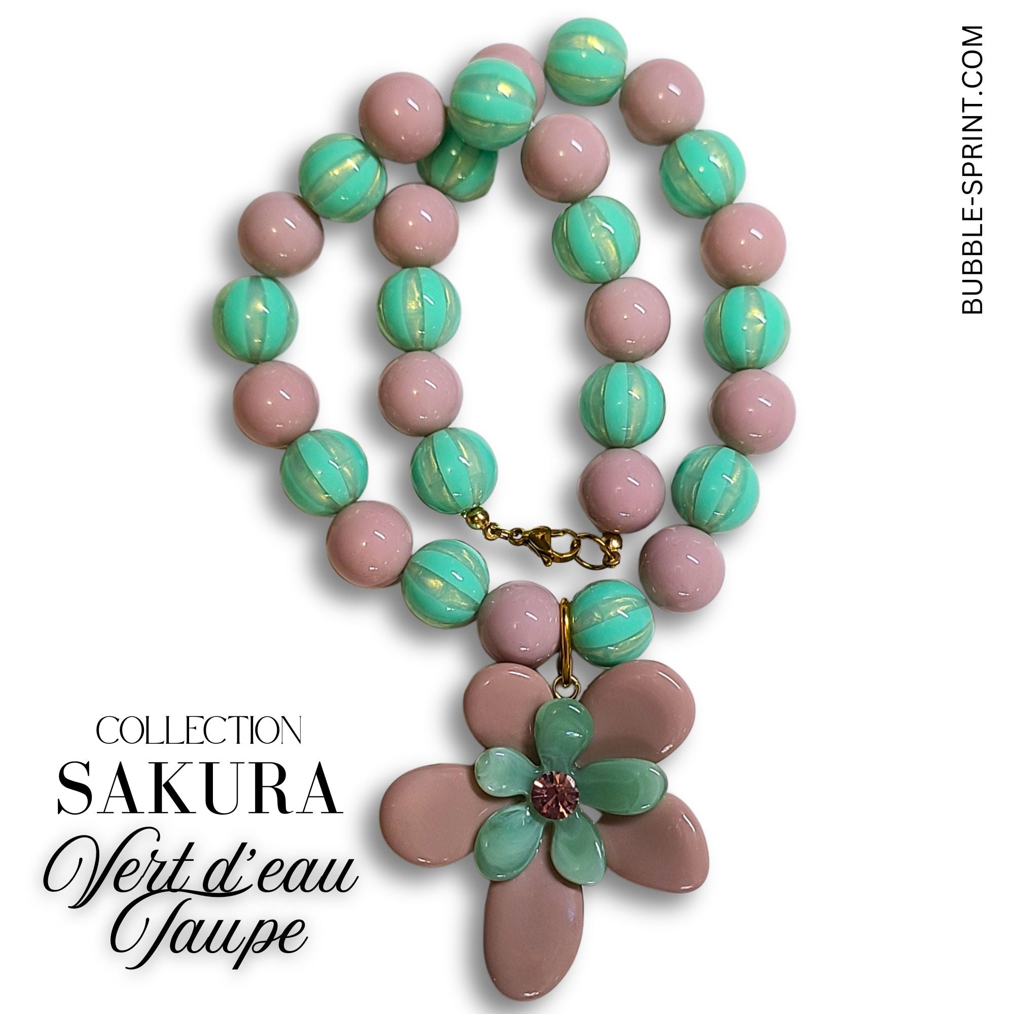 ARTSHOP Sakura collier vert d'eau taupe kit 48 cm