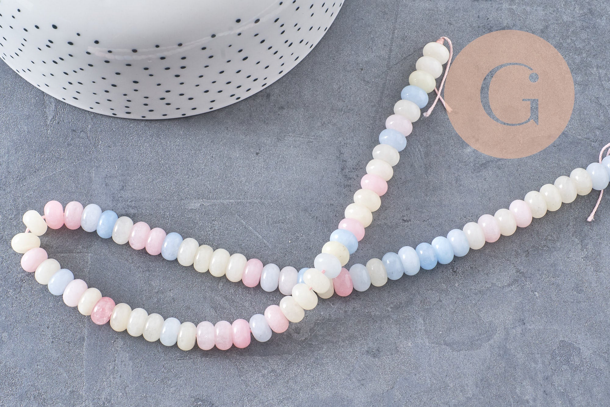 Gingerlily Perles DIY Perle rondelle jade pastel 8x5mm fil