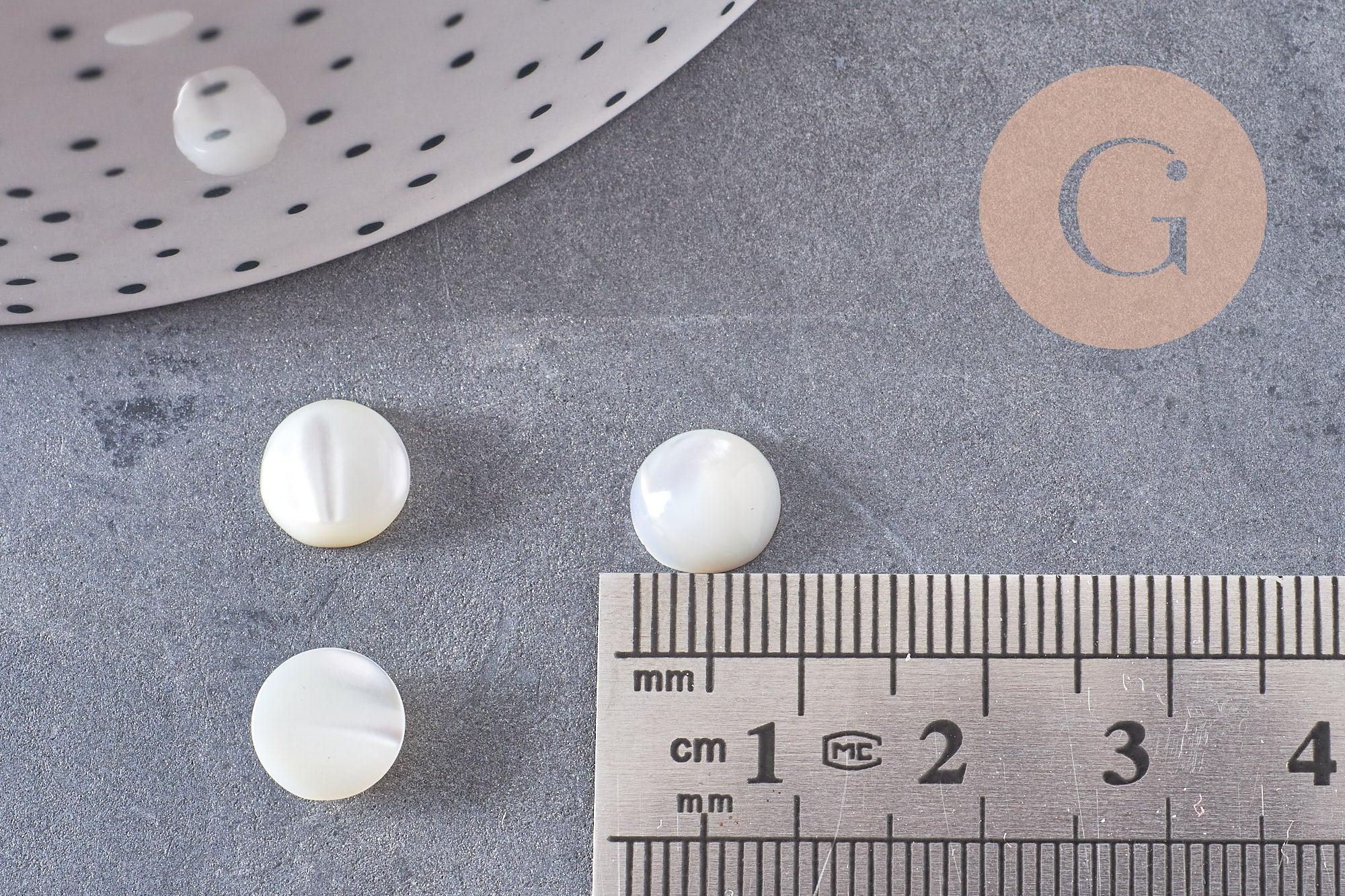 Gingerlily Cabochon rond nacre blanche naturelle 8mm x1