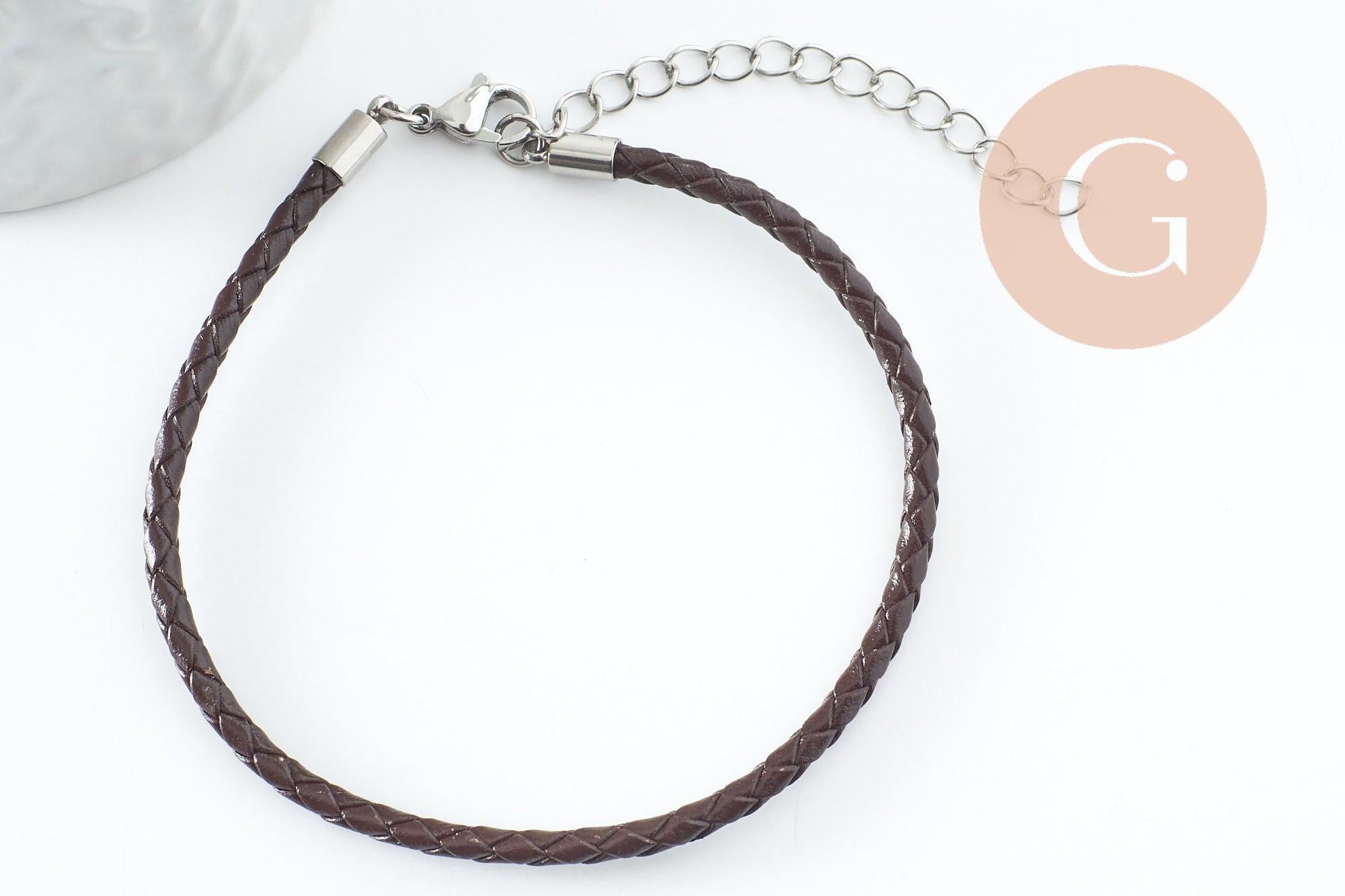 Gingerlily Accessoires bracelet cuir cacao acier 21.5cm x1