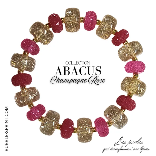 ARTSHOP Abacus Champagne Rose bracelet kit ou monté 5cm
