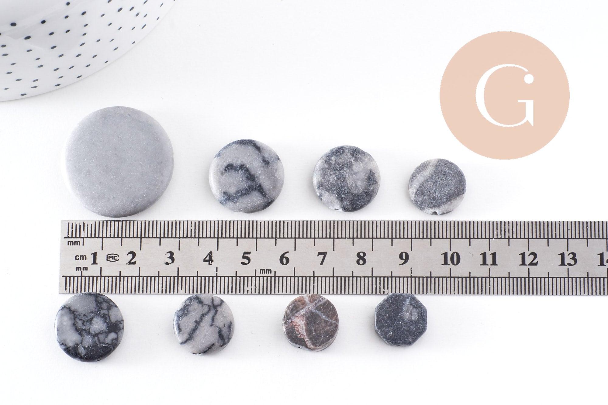 Gingerlily perles disque jaspe gris marbré x5 G10147