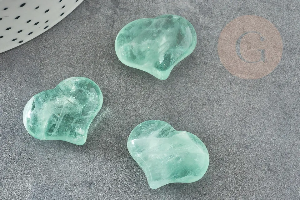 Gingerlily Pierres G5701 coeur fluorite naturelle 25mm x1 vert