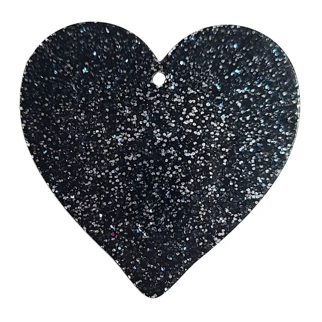 ARTSHOP Pendentifs cœur résine Glitter noir x1 plat
