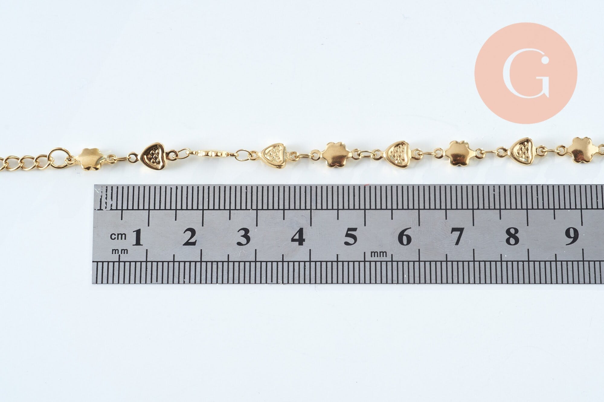 Gingerlily G6233 bracelet cœur fleur acier doré 21cm réglable