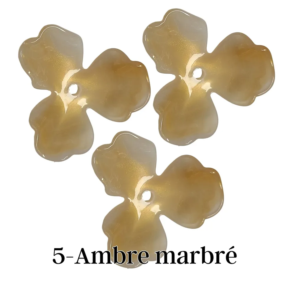ARTSHOP Flower power 5 Fleur orchidée perle ambre 40mm x1