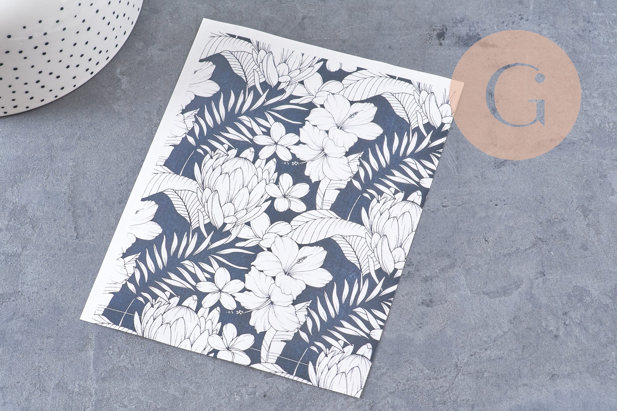 Gingerlily G10785 feuille transfert polymère tropical noir