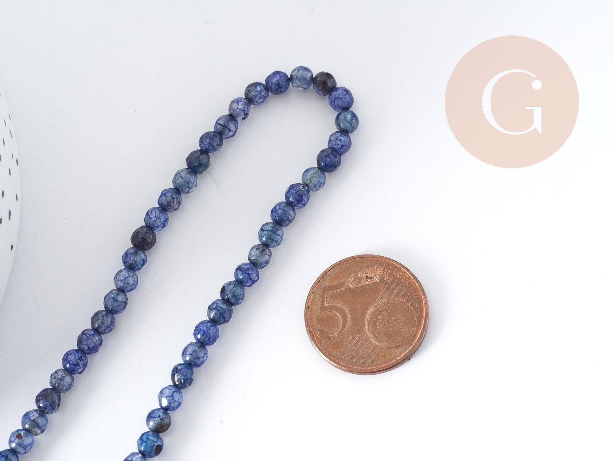 Gingerlily agate G8978 perles pierre bleue 4 mm fil 37 cm