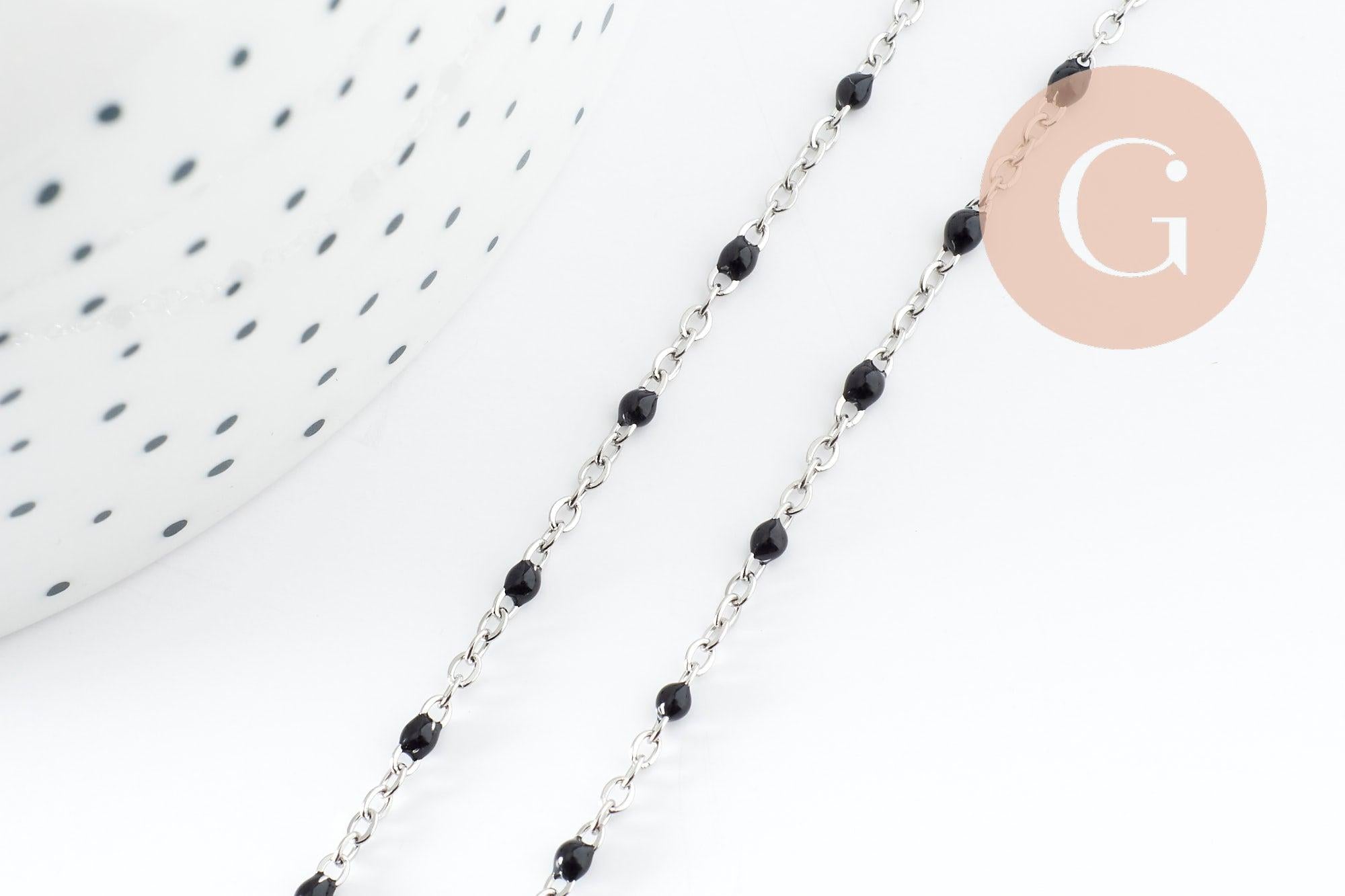 Gingerlily G10010 chaîne collier acier résine noire 40,5cm