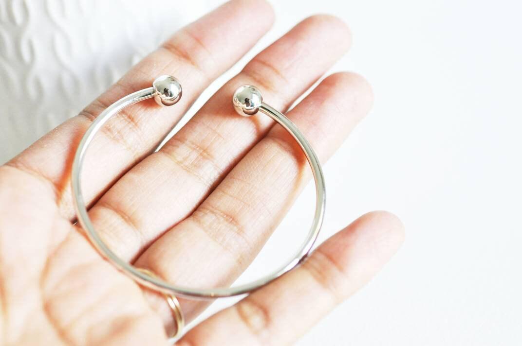 Gingerlily G2313 bracelet jonc rhodium boules 60mm