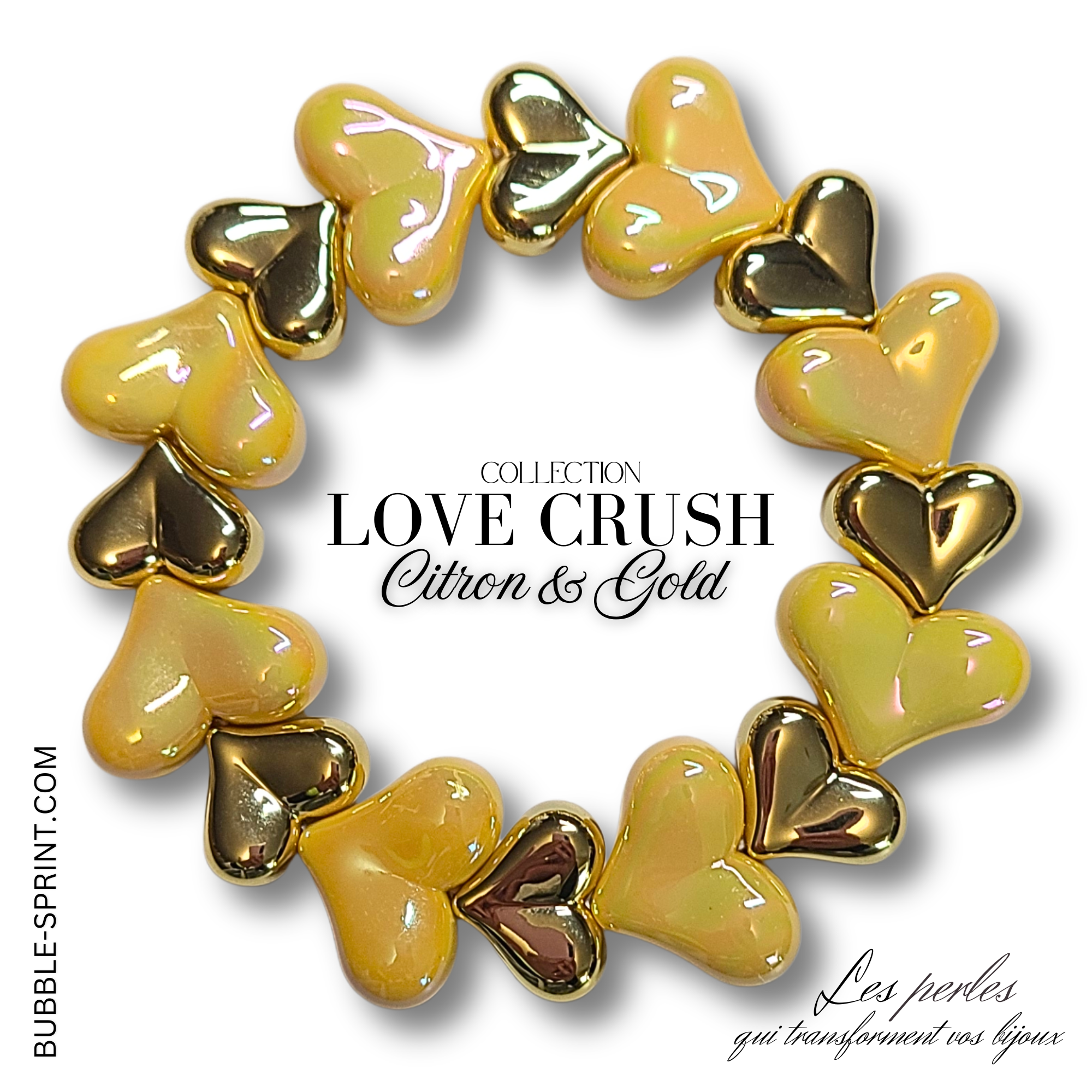ARTSHOP Love Crush Kit Bracelet Citron Cœurs Dorés