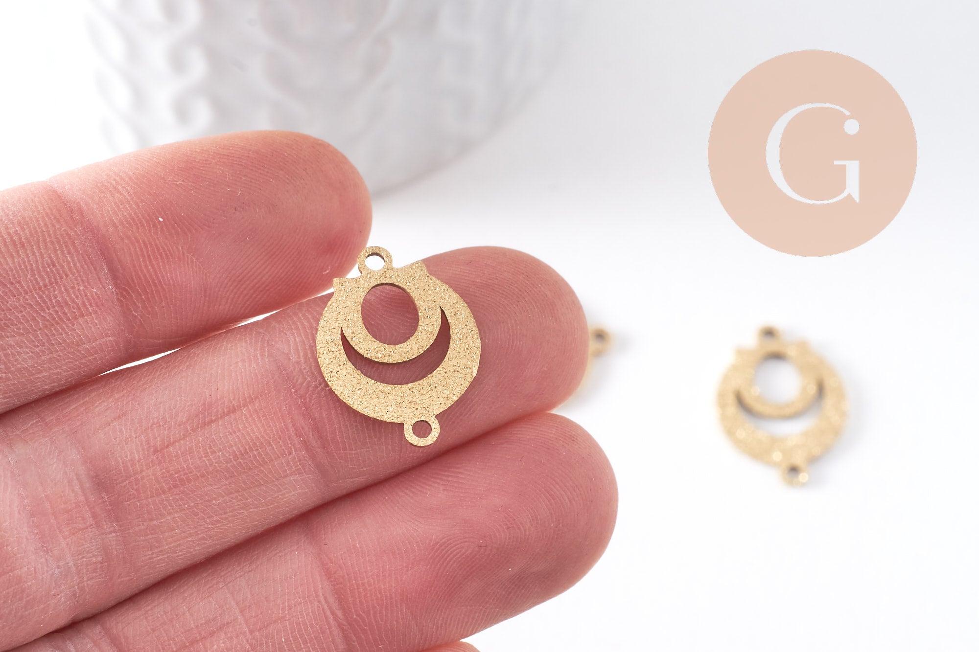 Gingerlily Pendentifs connecteur rond acier doré 19mm x2