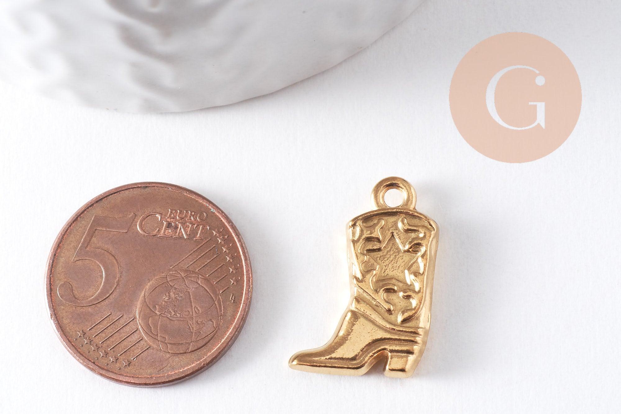 Gingerlily G10409 pendentif botte cow-boy acier doré 20mm