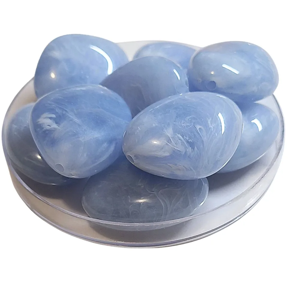 ARTSHOP Galets TIKA 15/37MM perle bleu ciel marbré x1 acrylique