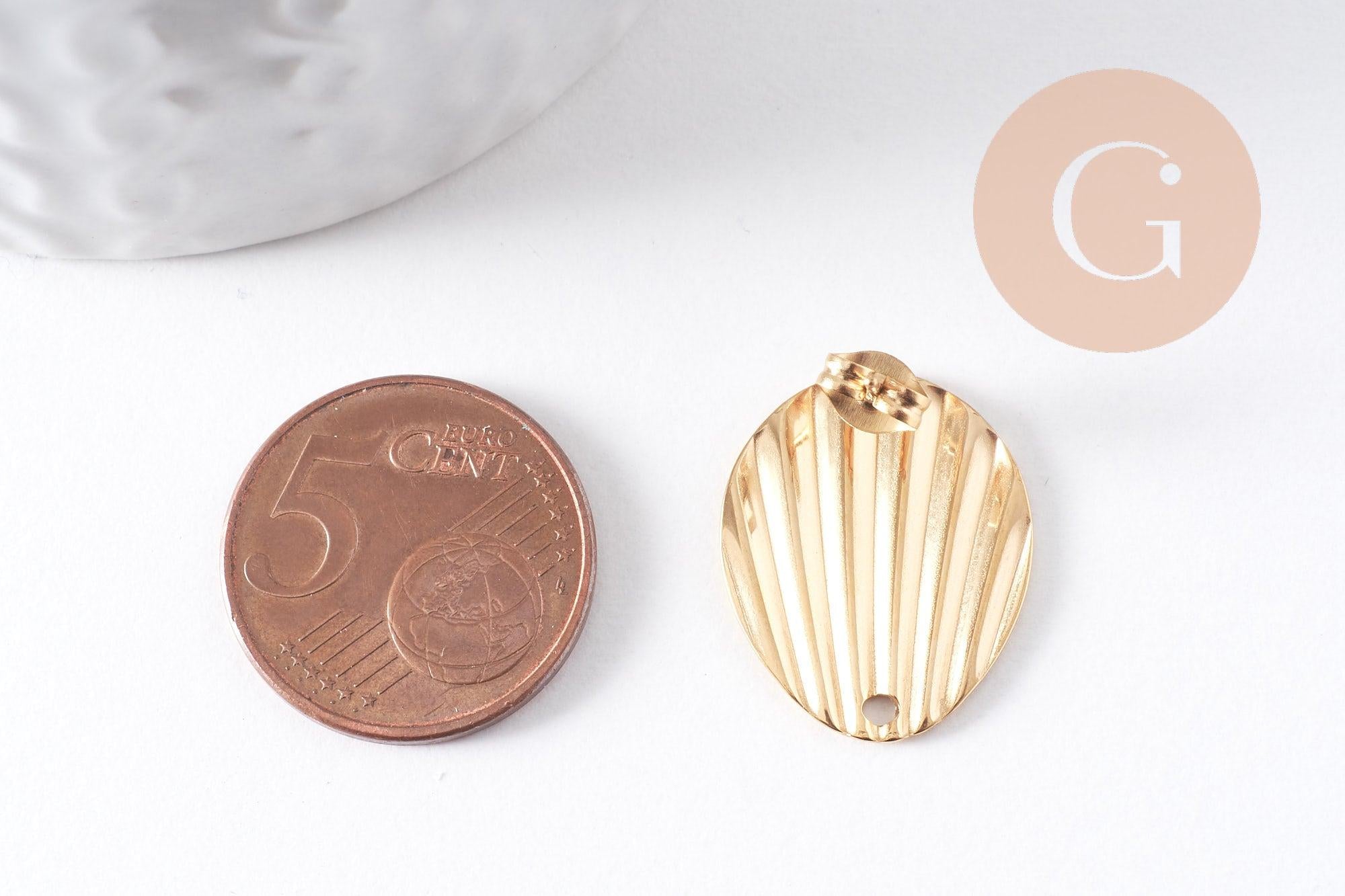 Gingerlily Apprêts clou d'oreille coquillage acier doré 21,5 mm, paire