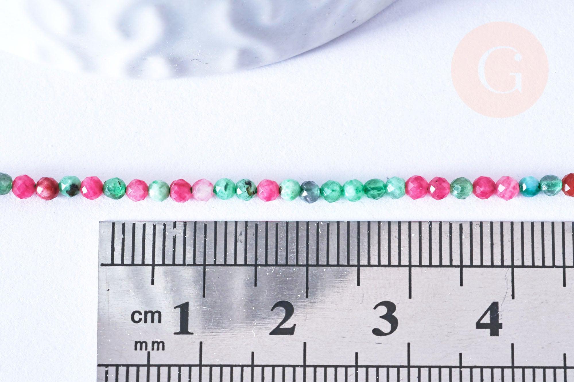 Gingerlily Perles Rubis Zoisite G6788 perle ronde facettée 2mm fil 39cm