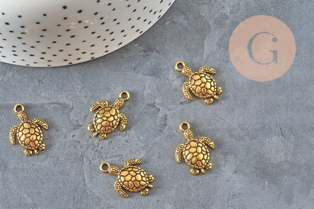 Gingerlily tortue G11229 breloque dorée 23mm x5