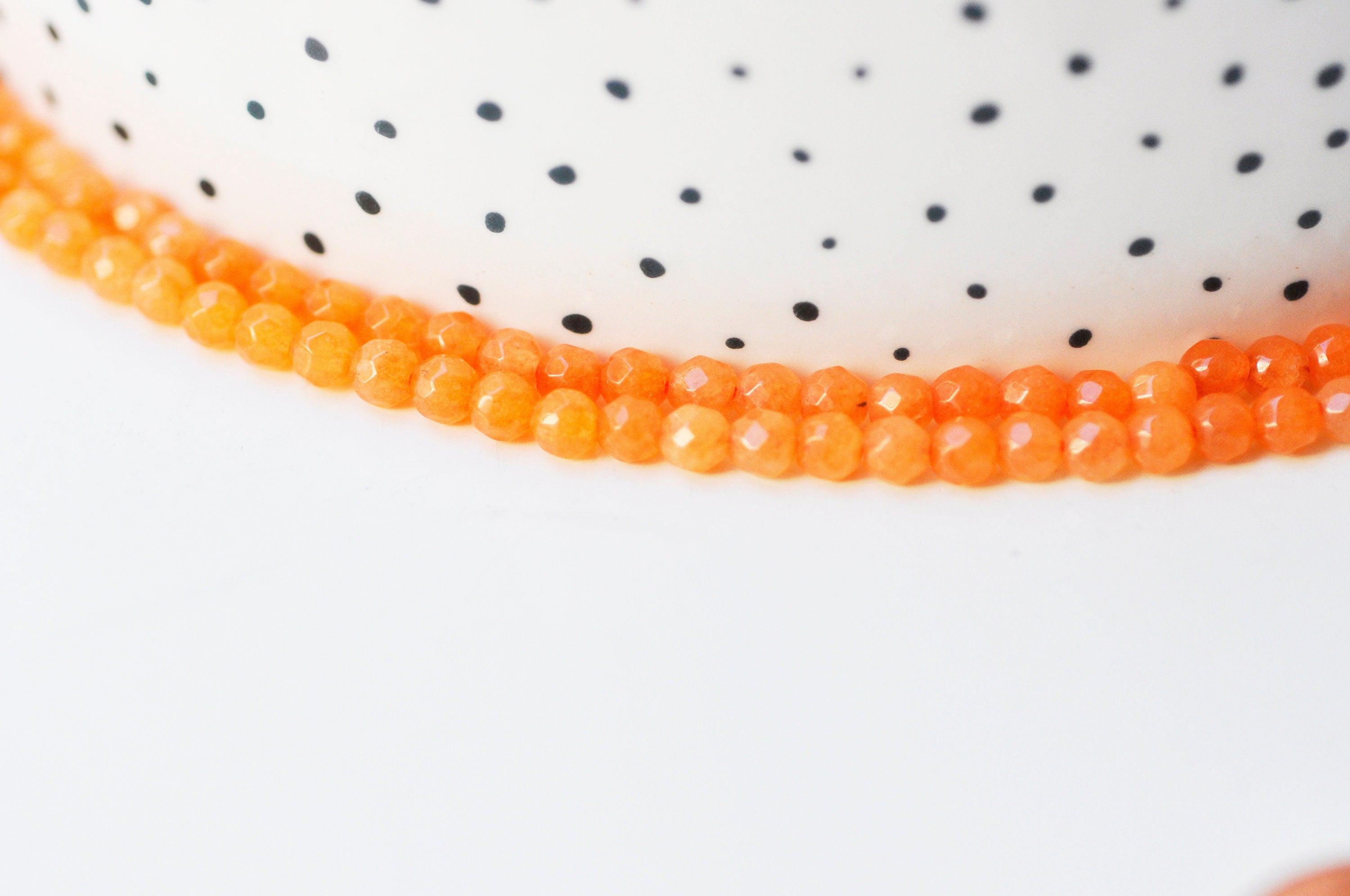 Gingerlily G5011 perle pierre jade orange fil 84 perles 4mm