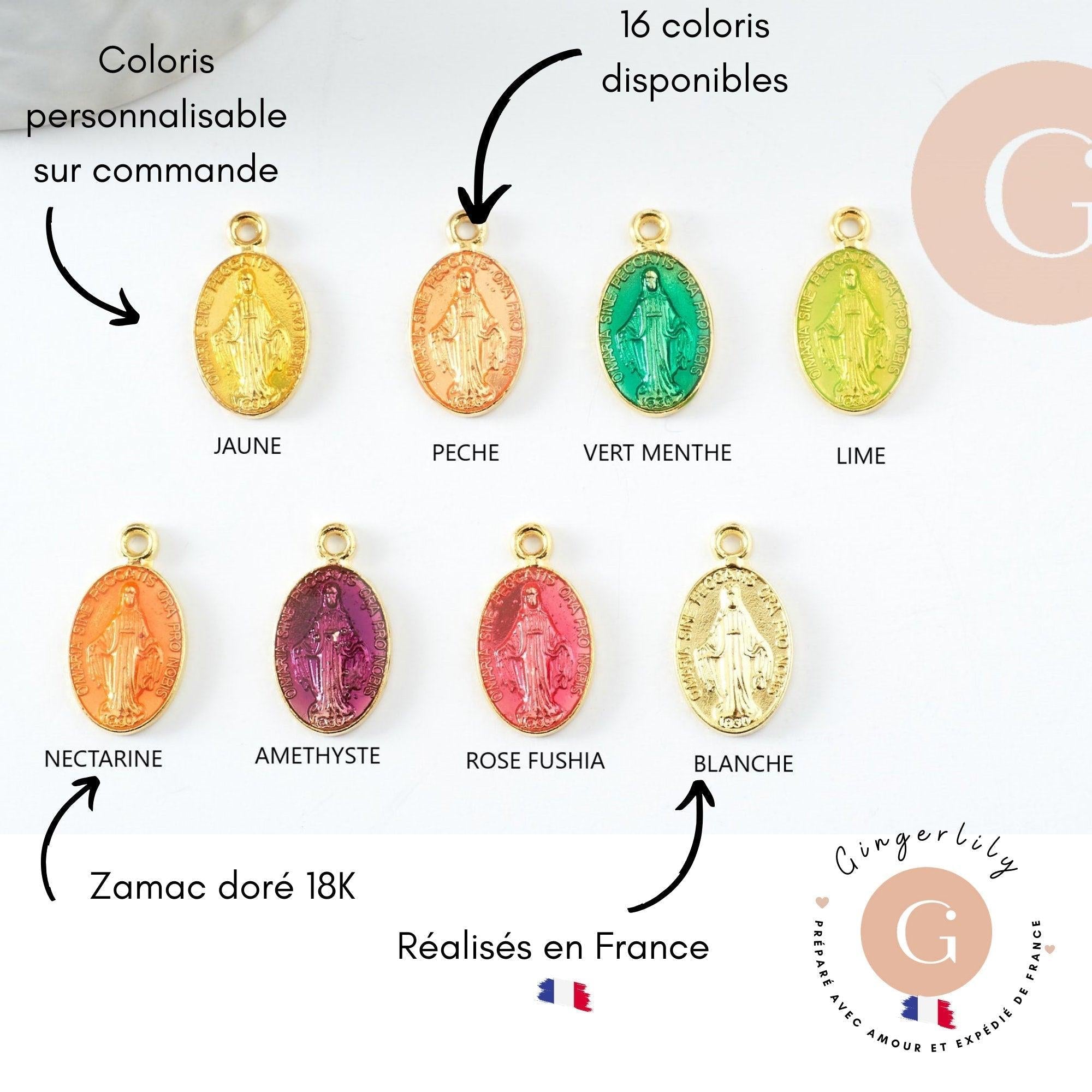 Gingerlily Médaille Vierge G8839-D pendentif émaillé 17,5mm