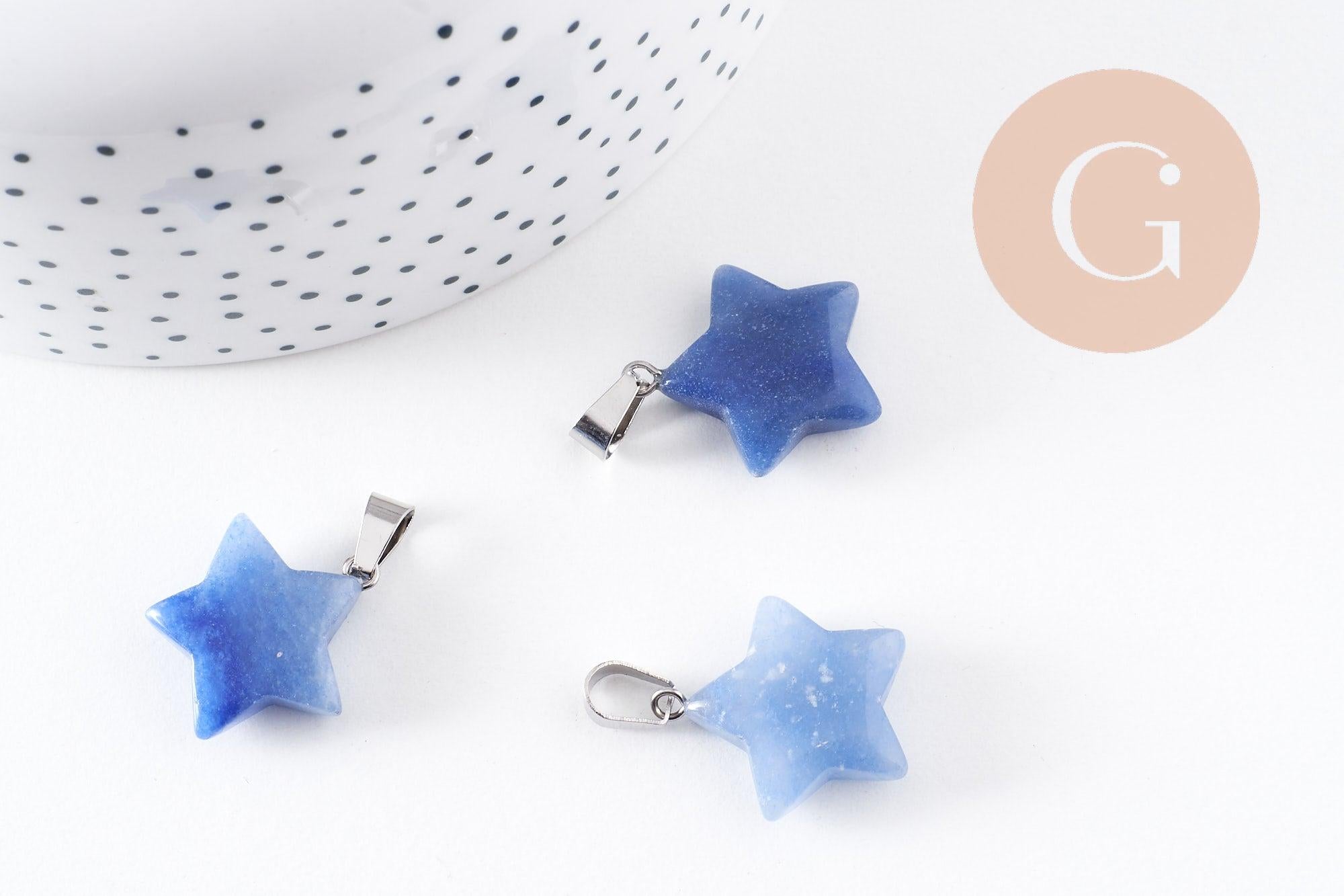 Gingerlily Pendentif étoile aventurine bleue acier 22mm x1
