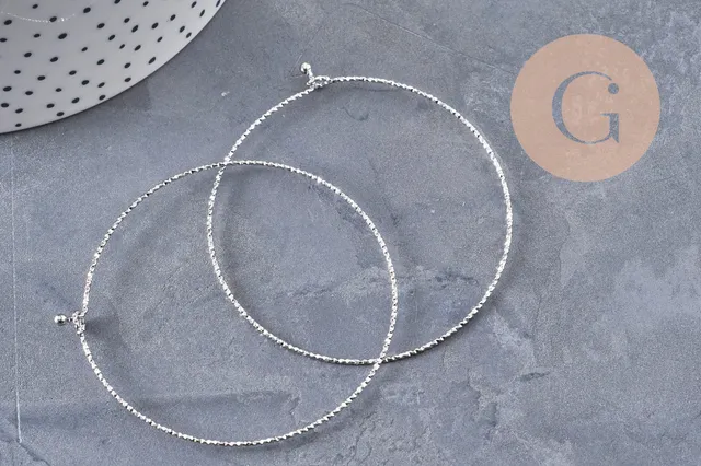 Gingerlily Bracelet jonc G10988 acier platine texturé 60mm x1