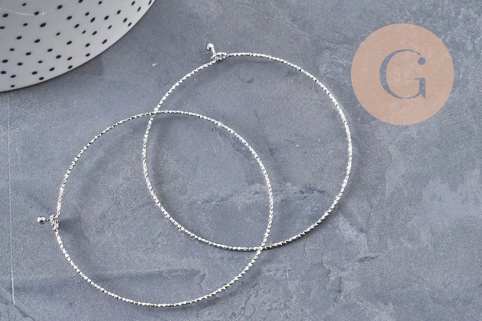 Gingerlily Bracelet jonc G10988 acier platine texturé 60mm x1