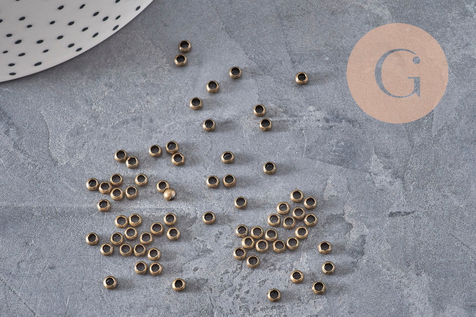 Gingerlily Perles à écraser laiton bronze 3x2 mm 2 grammes