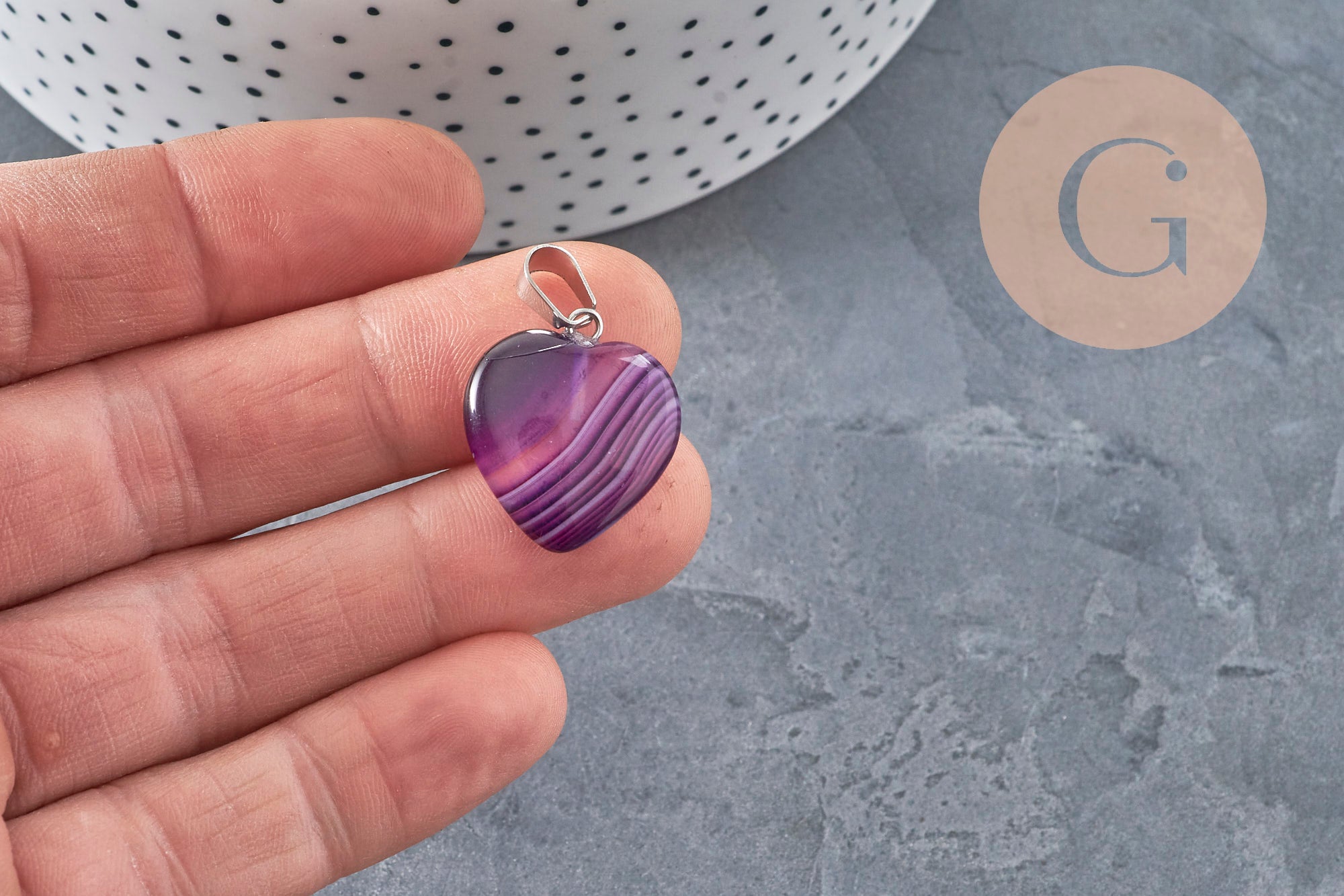 Gingerlily Pendentifs coeur agate violette 23mm pierre naturelle
