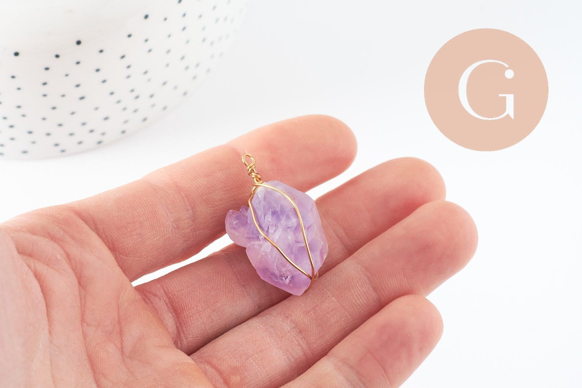 Gingerlily Pendentifs pour bijoux DIY G9600 pendentif améthyste brute doré 20-30mm