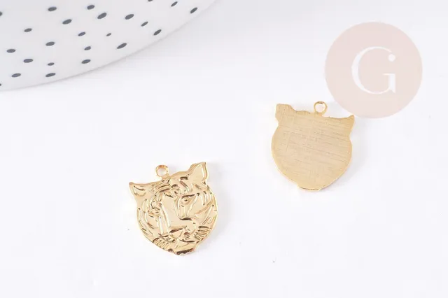 Gingerlily Pendentifs G9073 pendentif tigre laiton doré 16mm