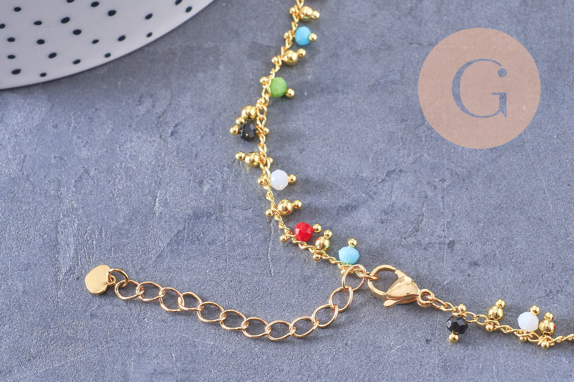 Gingerlily Chaînes pour bijoux DIY G3963 chaîne rocaille dorée 18K 40,5cm