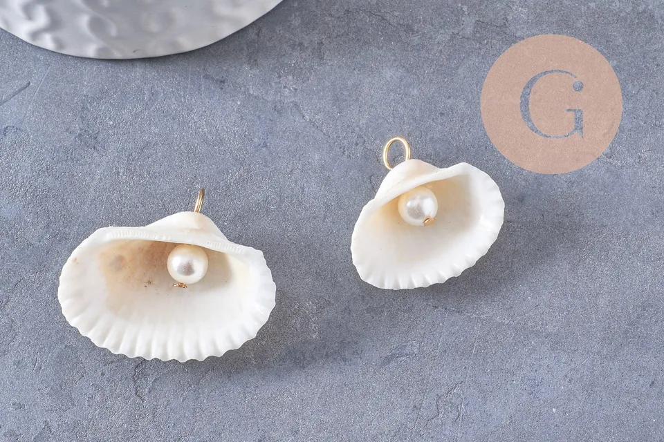 Gingerlily Pendentifs G10277 pendentif coquillage blanc x2 Grand