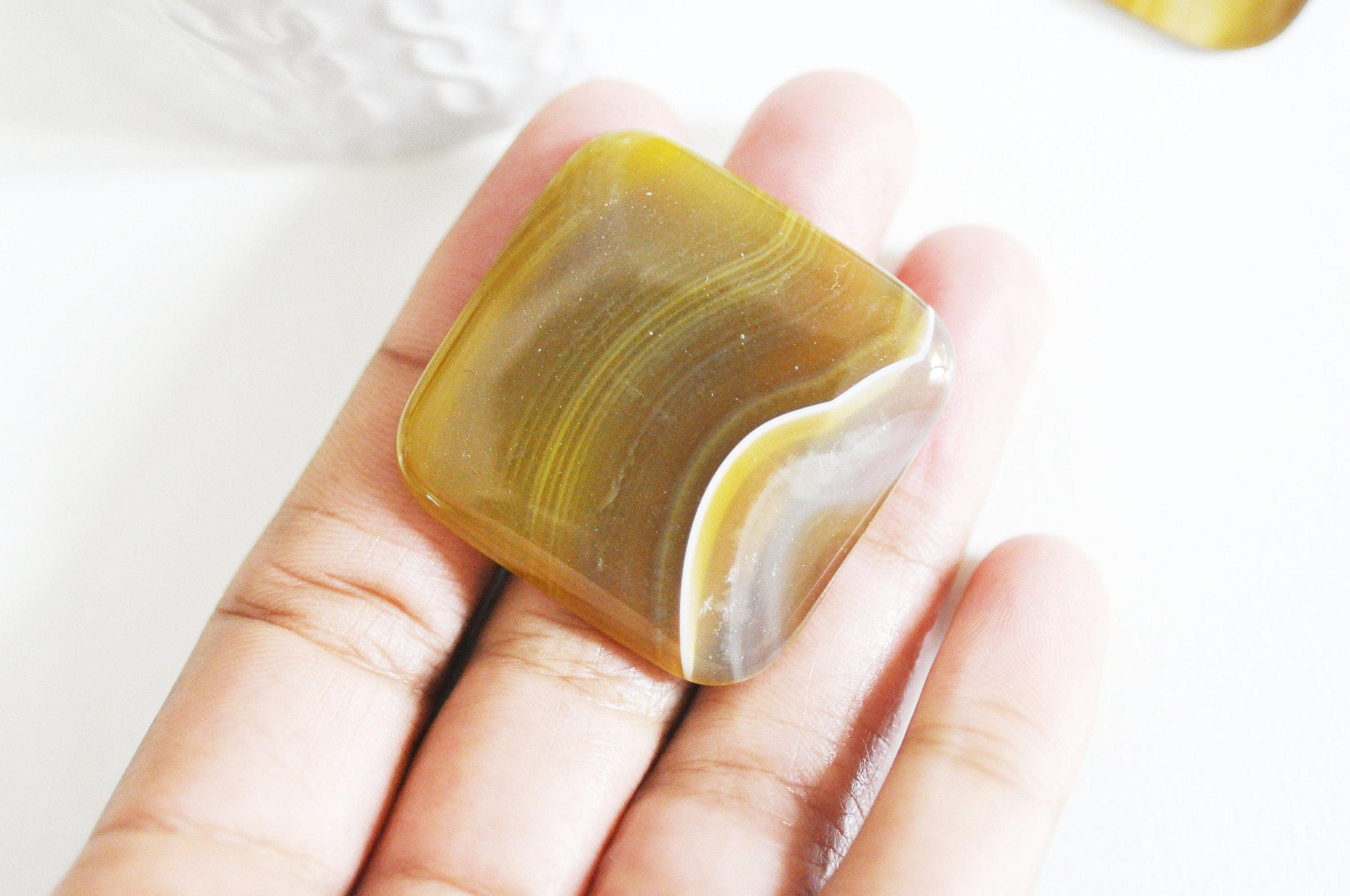 Gingerlily Cabochon carré agate jaune 39mm pierre naturelle