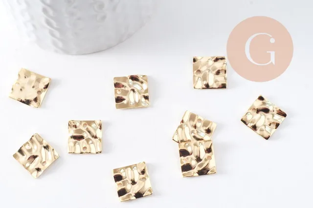Gingerlily Pendentifs pour bijoux DIY G10378 connecteur carré doré x2