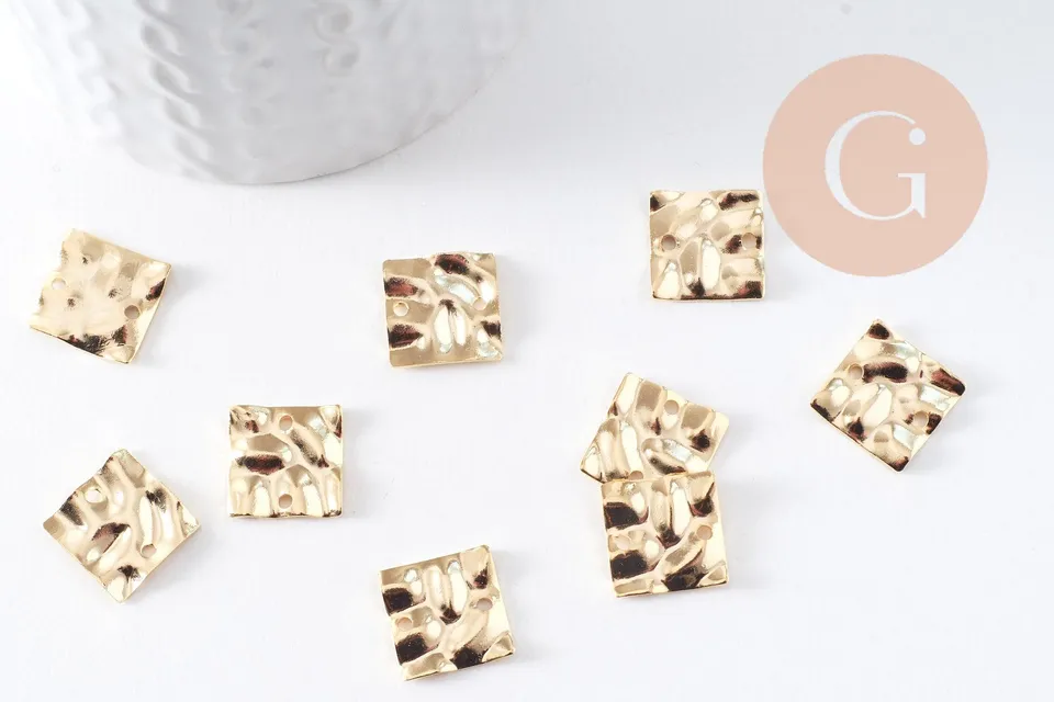 Gingerlily Pendentifs pour bijoux DIY G10378 connecteur carré doré x2