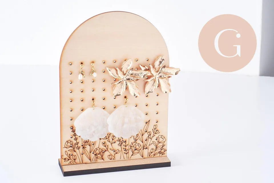 Gingerlily Présentoir boucles bois fleurs 18cm x1