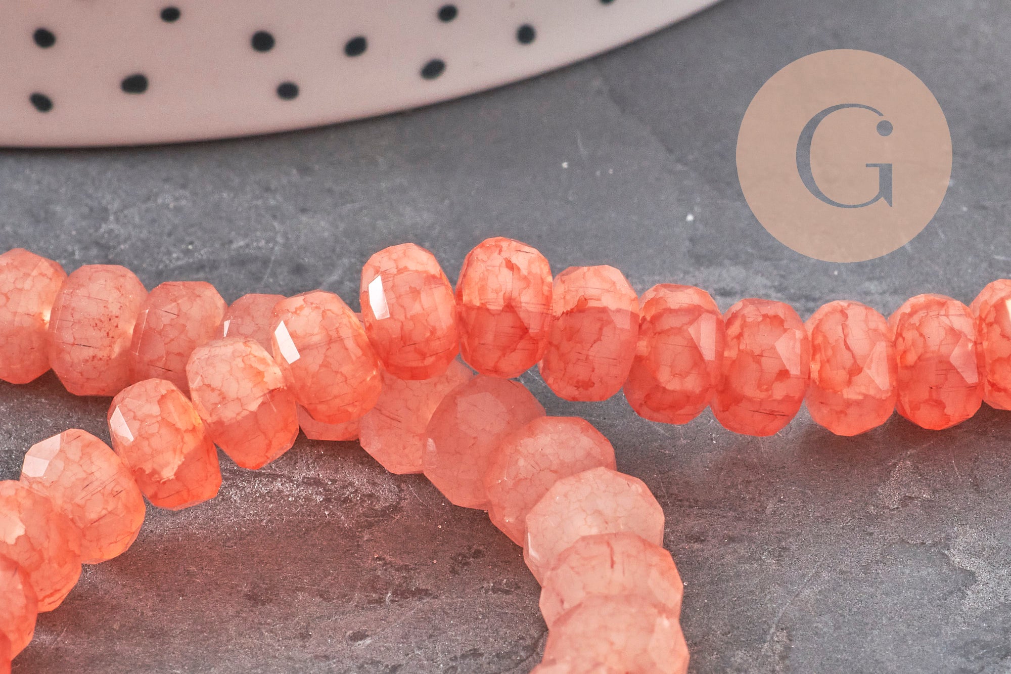 Gingerlily Perles abacus imitation jade rose corail 7,5mm fil 37cm