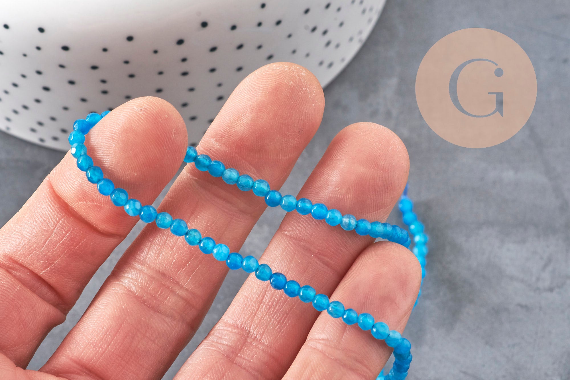 Gingerlily Agate G11096 perles bleu vif 3 mm fil 38 cm