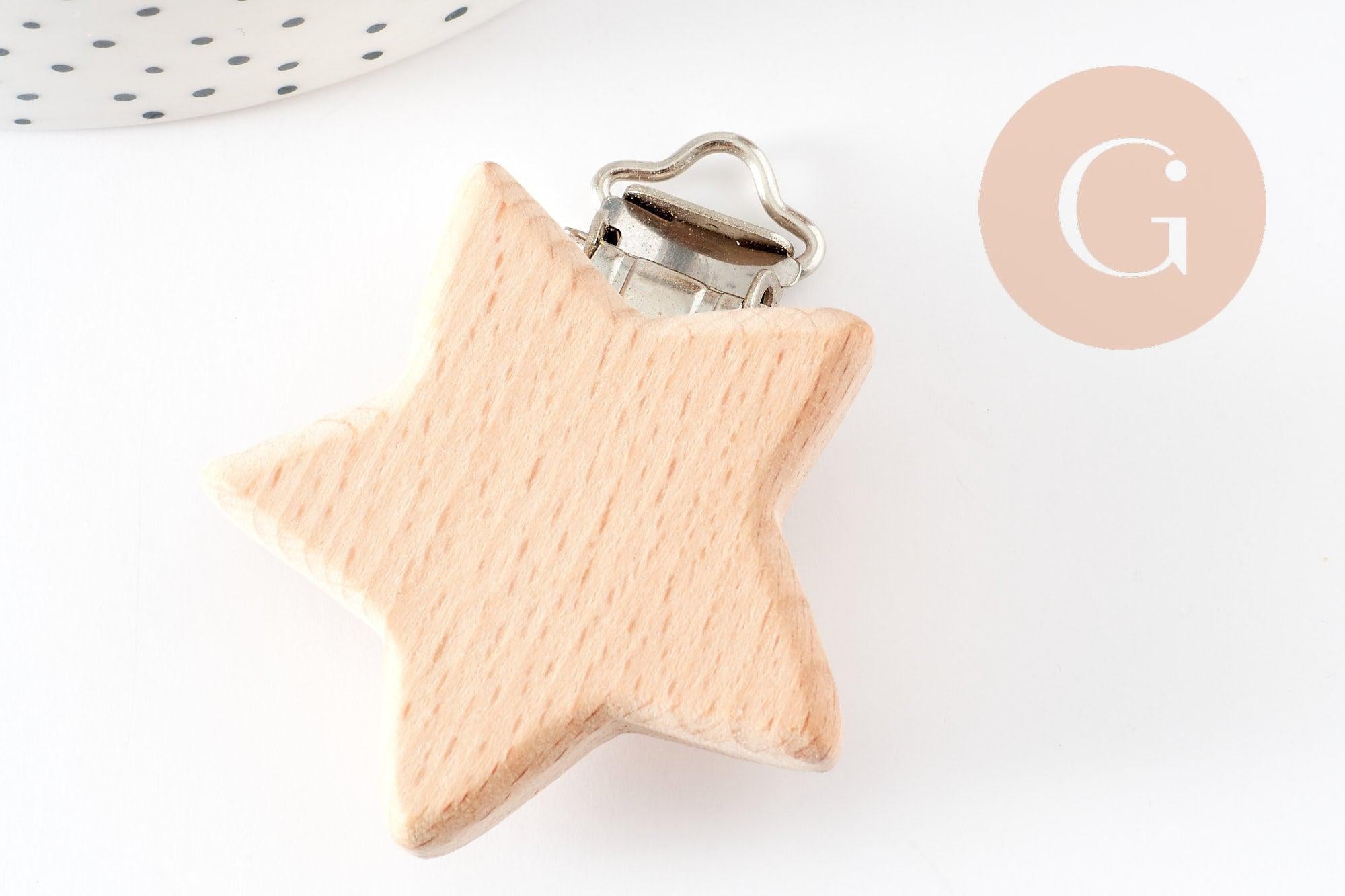 Gingerlily Accessoires G9599 porte-tétine étoile bois 52 mm
