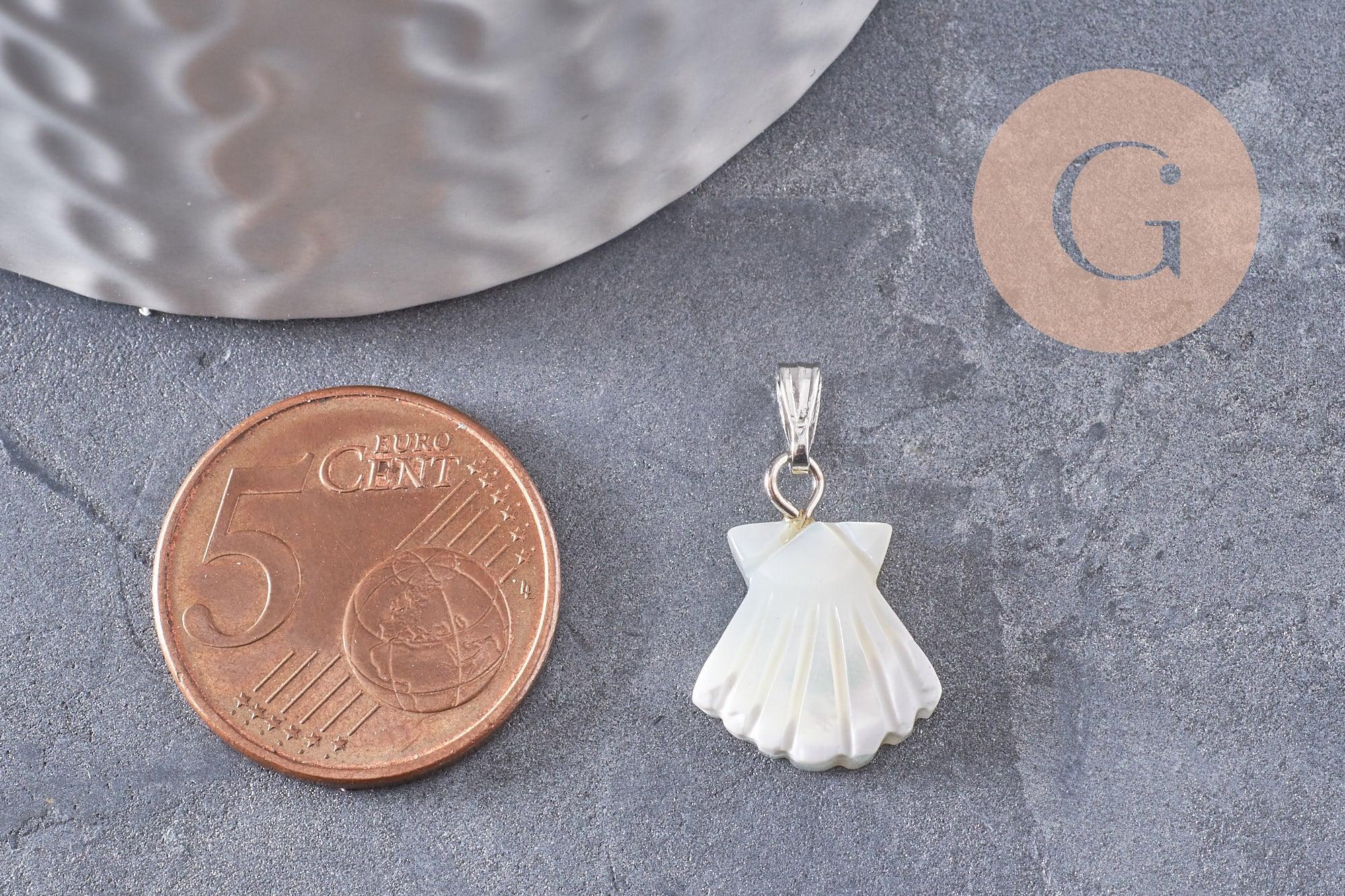 Gingerlily Pendentif trèfle nacre blanche 18mm x1 chance